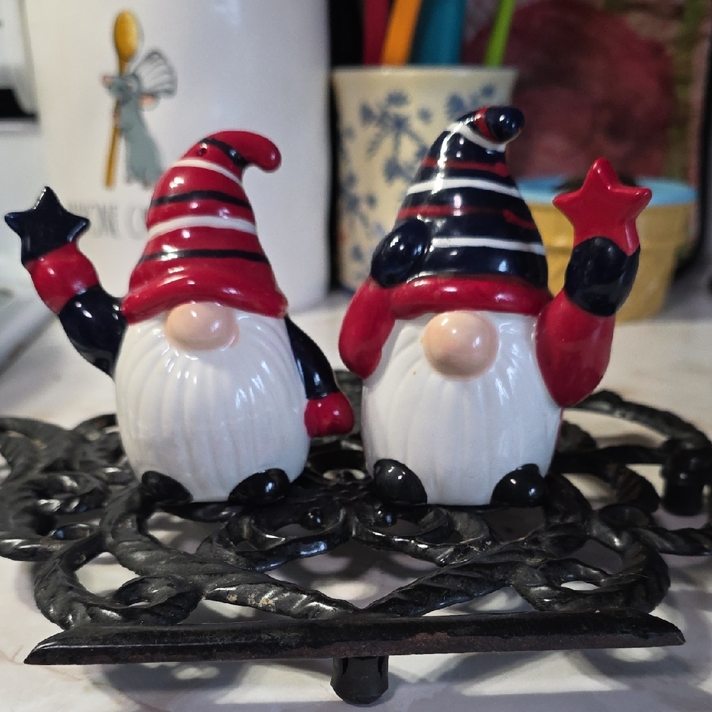 Festive Red & Black Gnome Pair Holiday Figurines